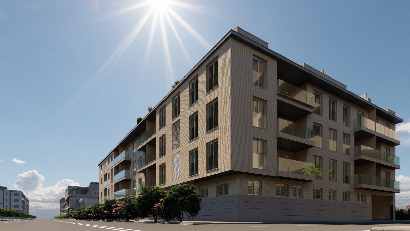 Fachada del Edificio Málaga a pleno sol