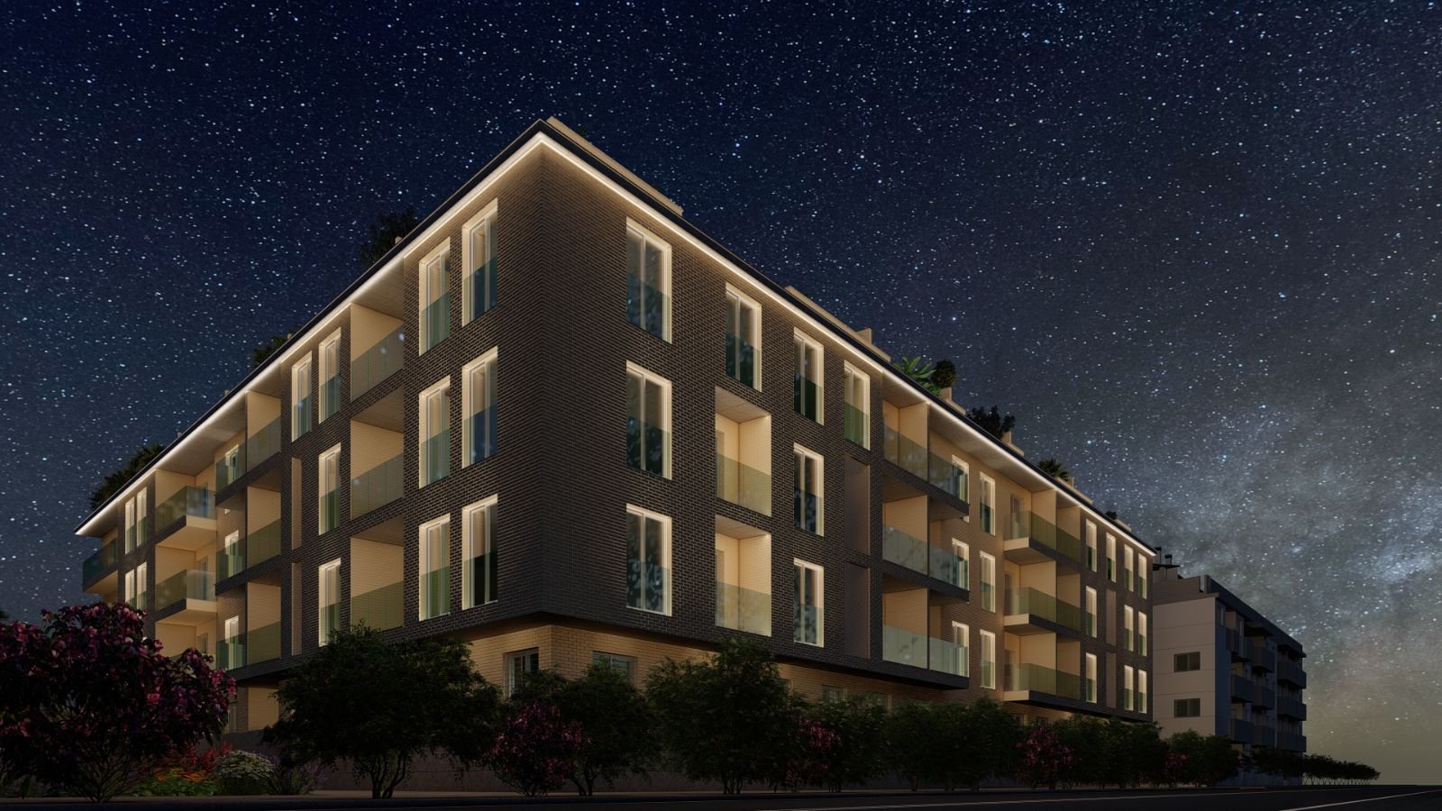 El edificio de noche