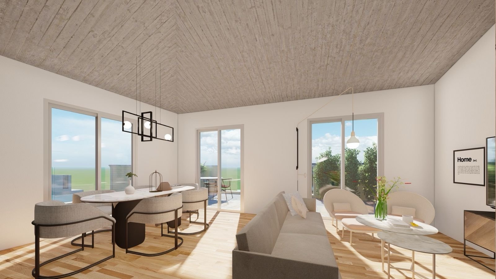 Salón de una vivienda en planta intermedia