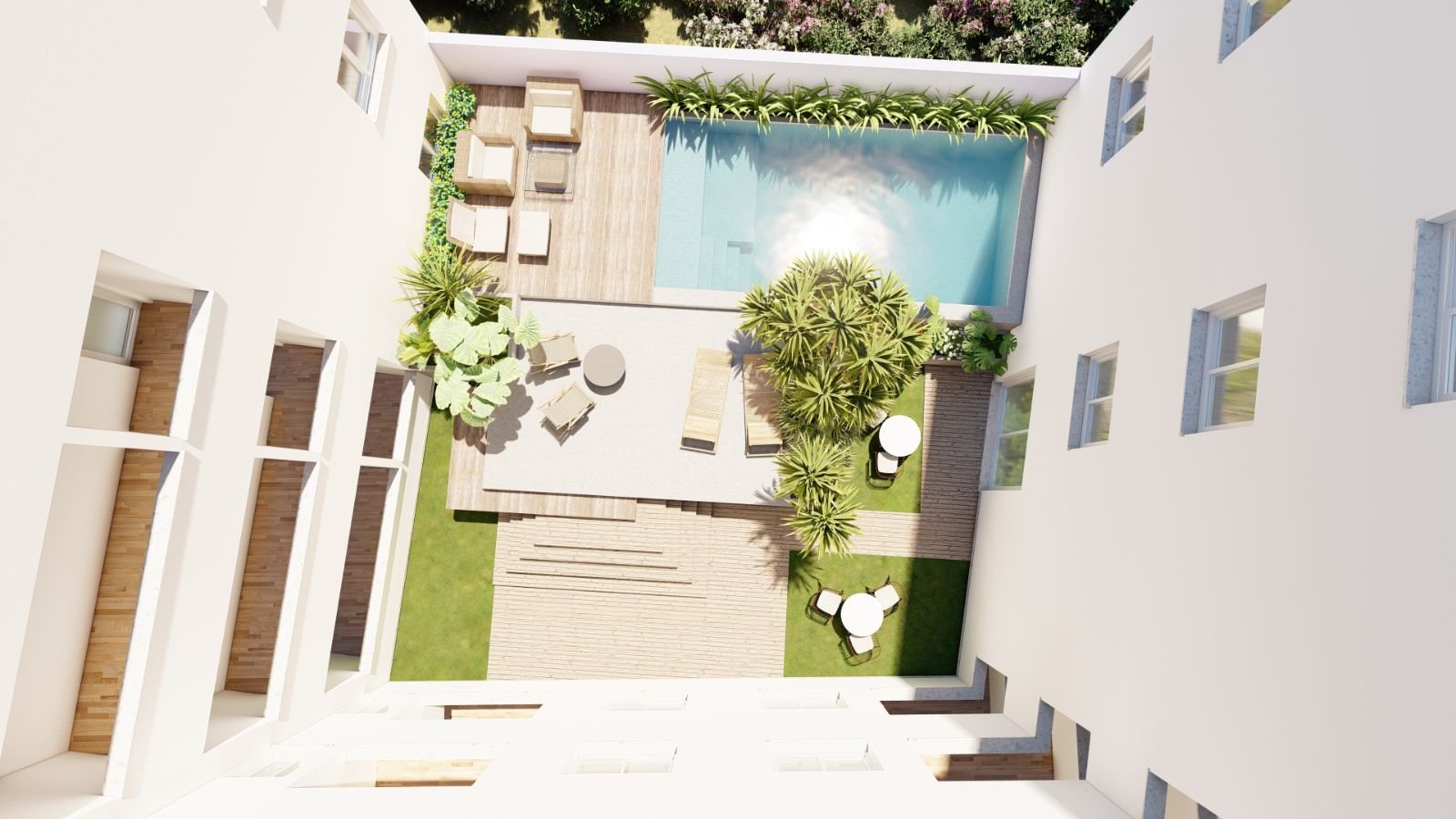 Zona común con piscina